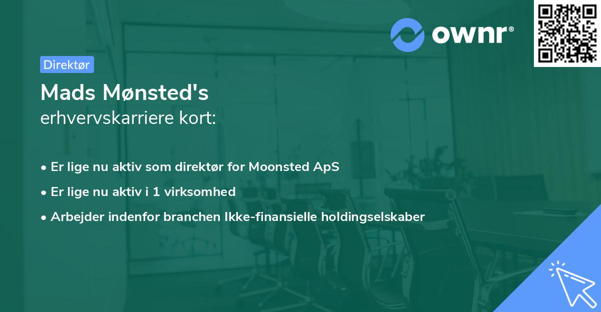 Mads Mønsted's erhvervskarriere kort