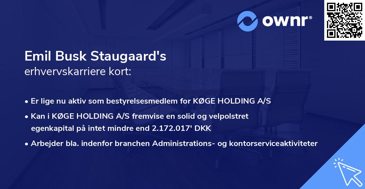 Emil Busk Staugaard's erhvervskarriere kort