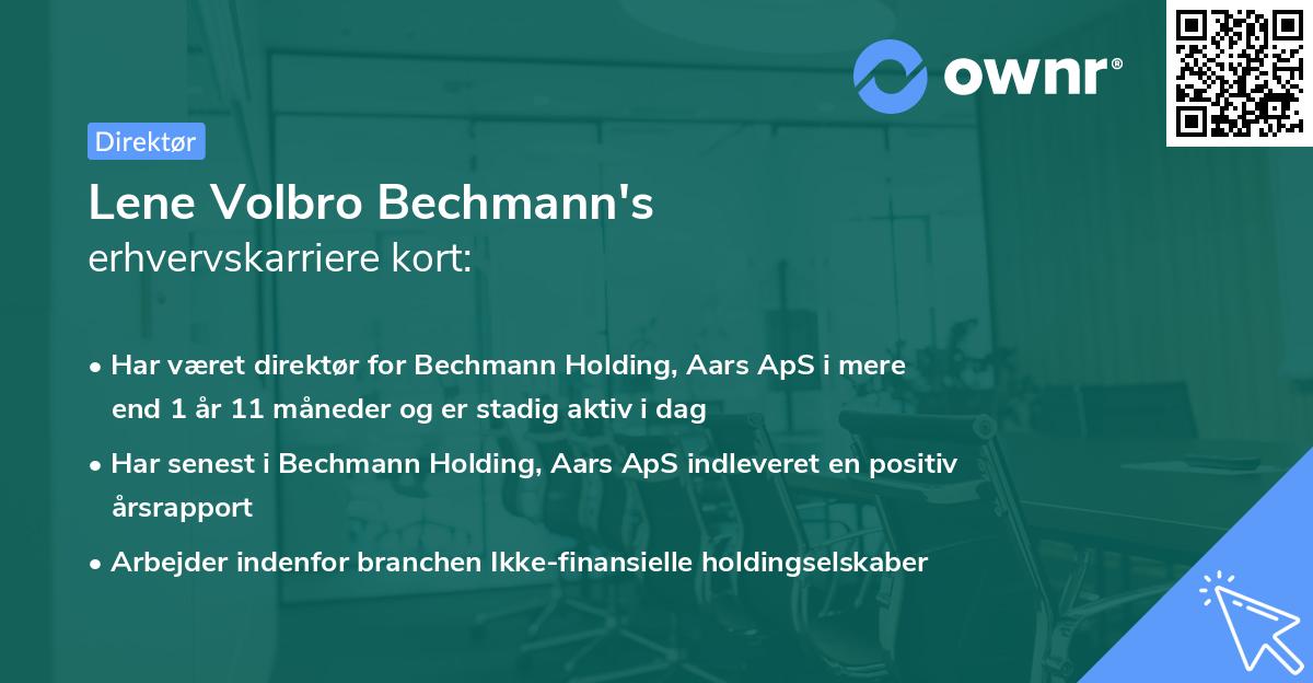 Lene Volbro Bechmann's erhvervskarriere kort