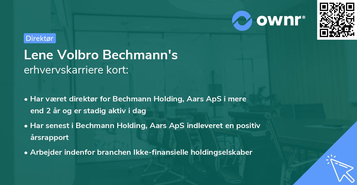 Lene Volbro Bechmann's erhvervskarriere kort