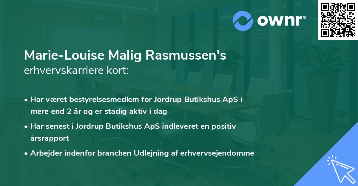 Marie-Louise Malig Rasmussen's erhvervskarriere kort