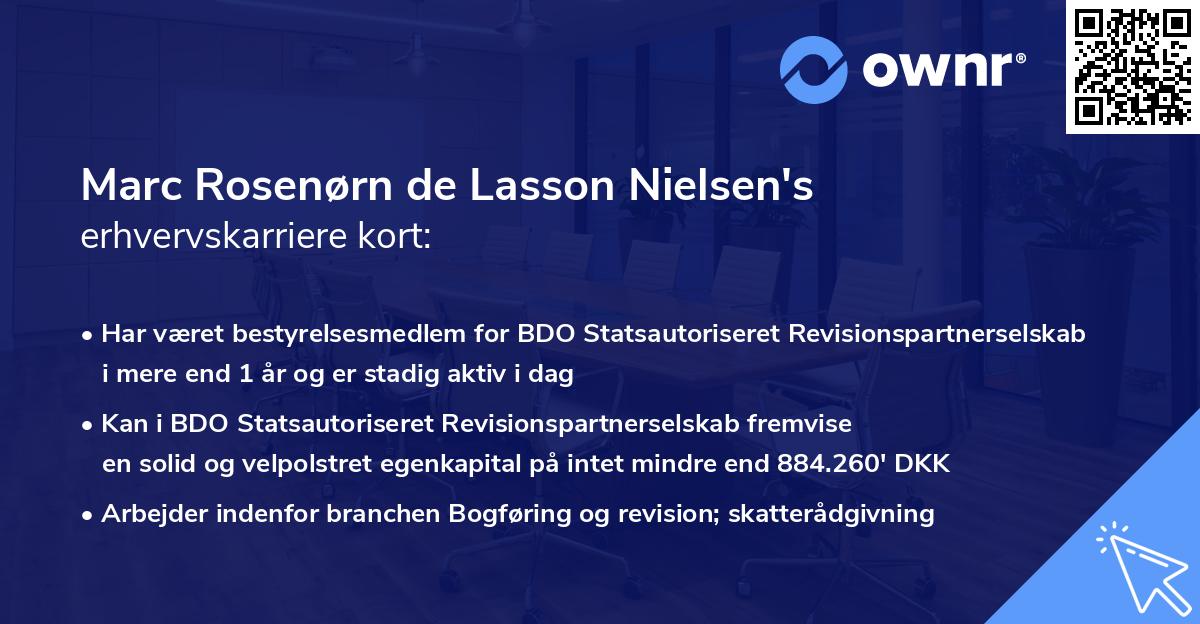 Marc Rosenørn de Lasson Nielsen's erhvervskarriere kort