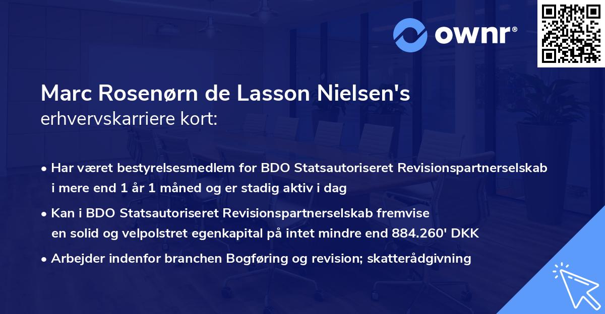 Marc Rosenørn de Lasson Nielsen's erhvervskarriere kort