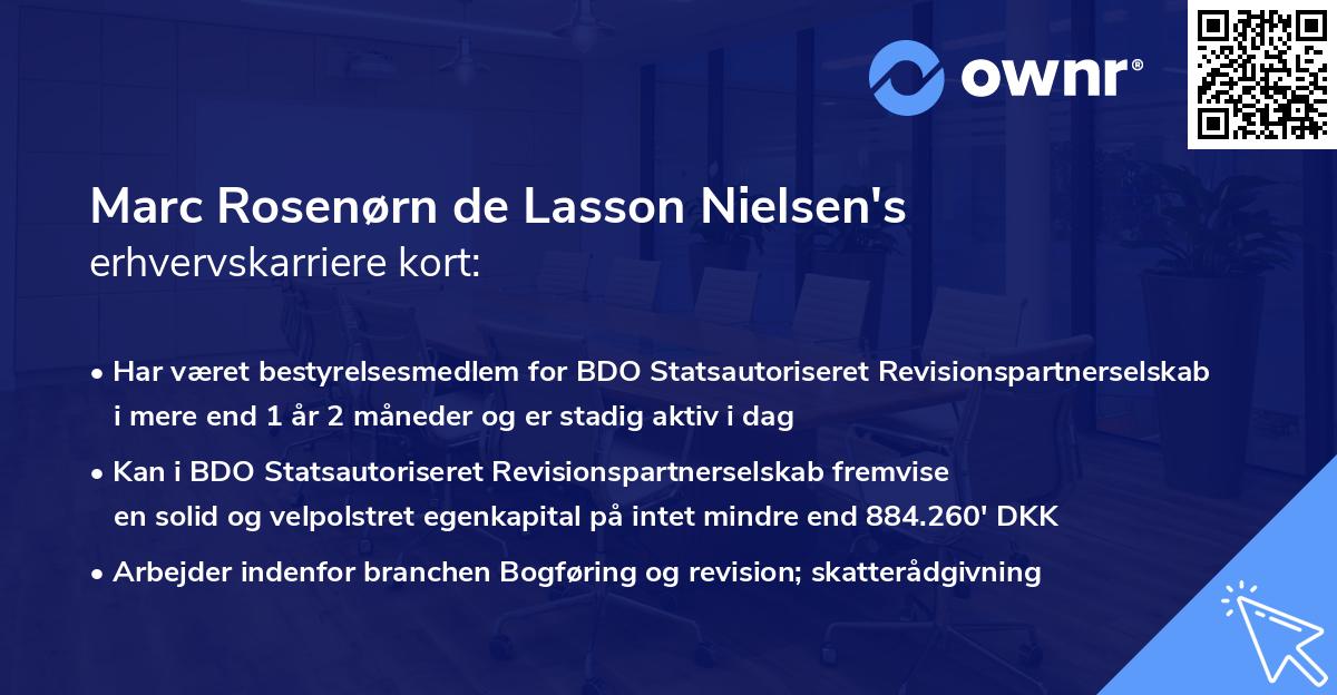 Marc Rosenørn de Lasson Nielsen's erhvervskarriere kort