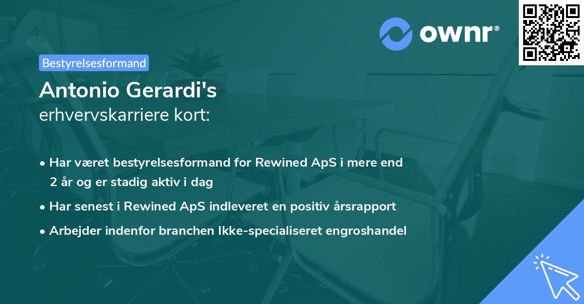 Antonio Gerardi's erhvervskarriere kort