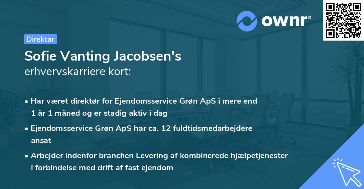 Sofie Vanting Jacobsen's erhvervskarriere kort