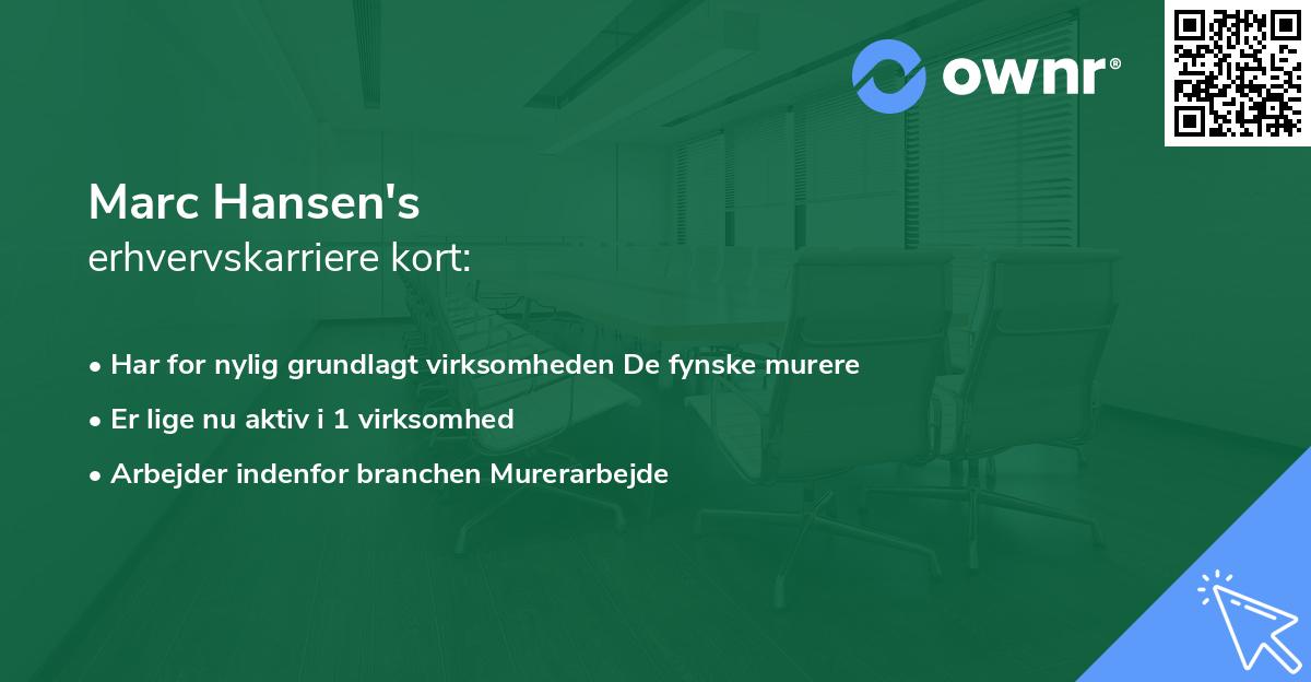 Marc Hansen's erhvervskarriere kort