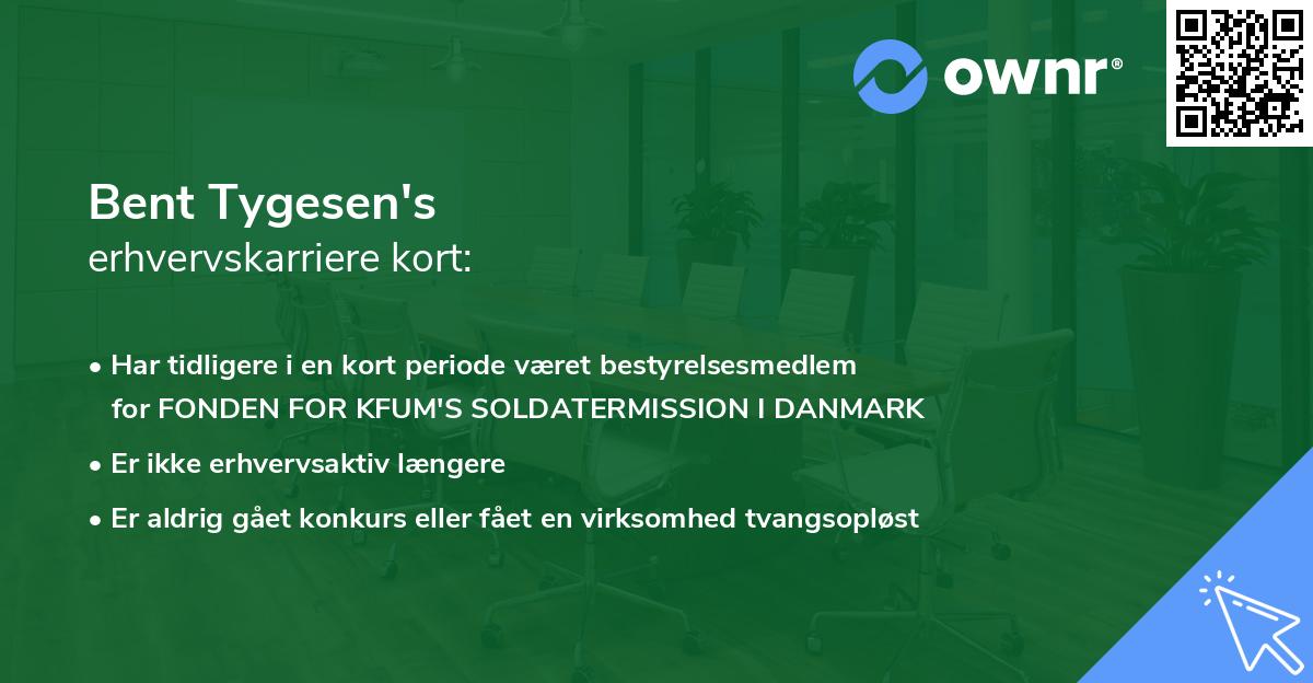 Bent Tygesen's erhvervskarriere kort