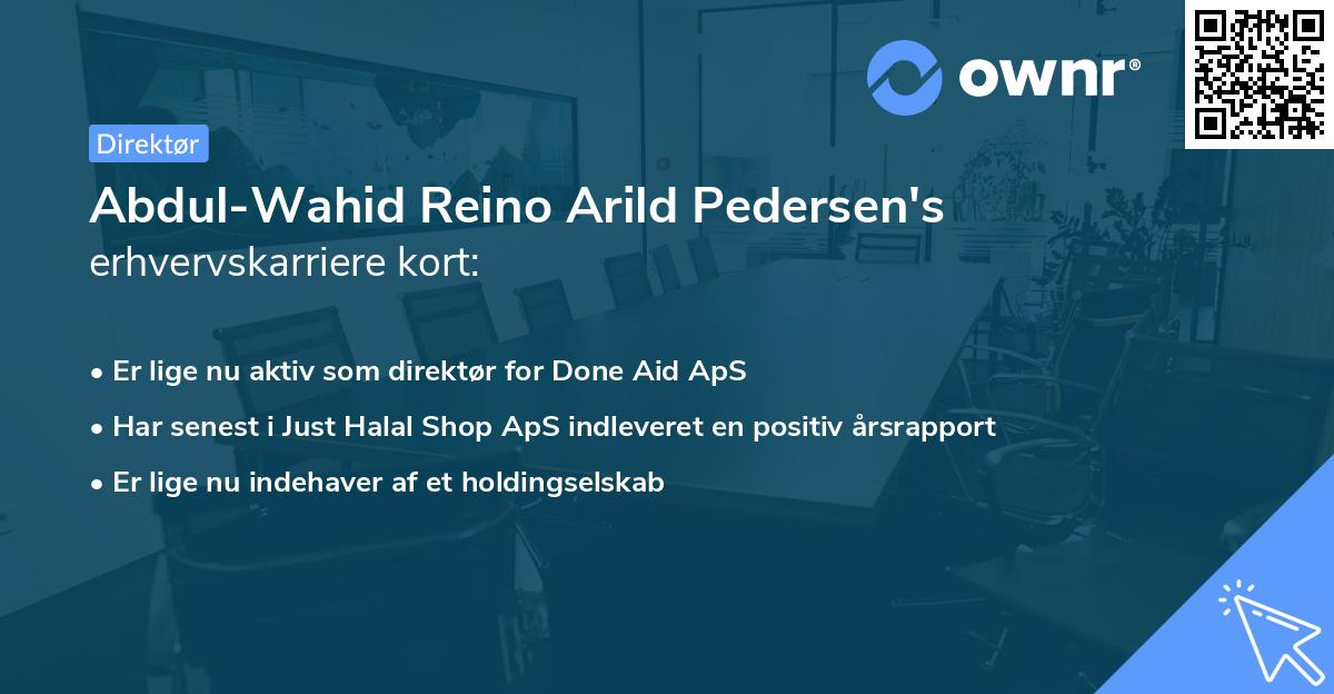 Abdul-Wahid Reino Arild Pedersen's erhvervskarriere kort