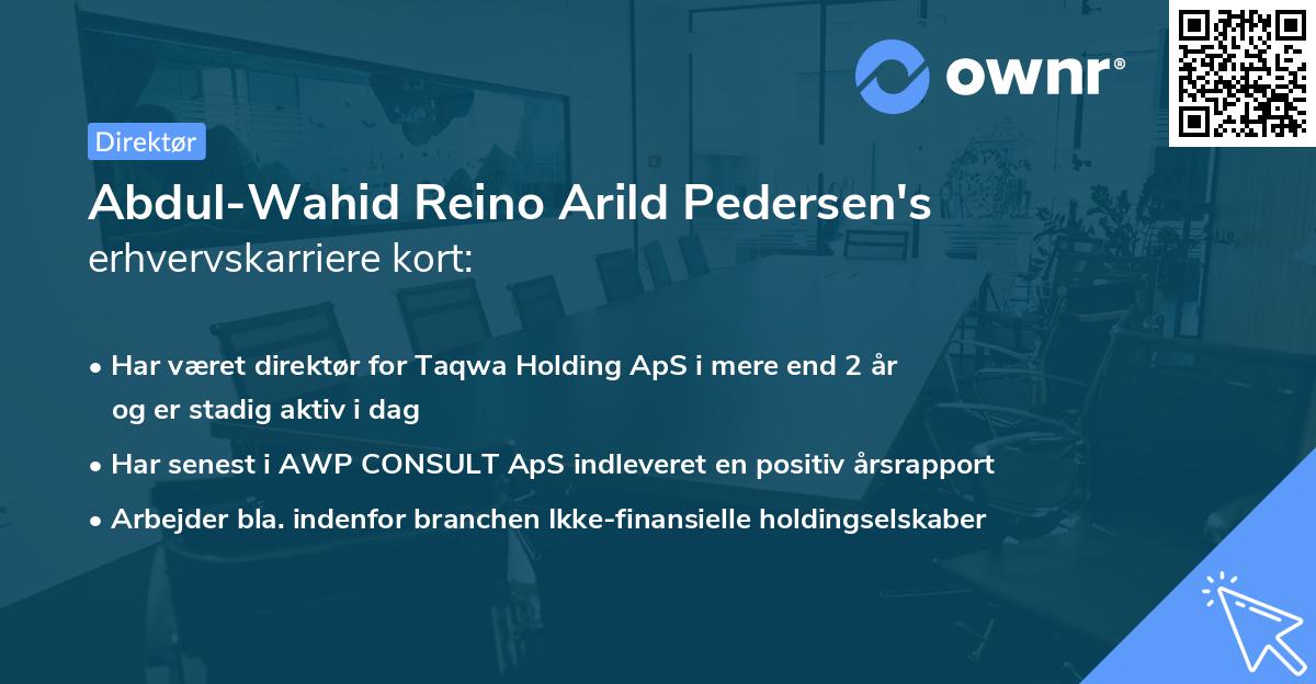 Abdul-Wahid Reino Arild Pedersen's erhvervskarriere kort