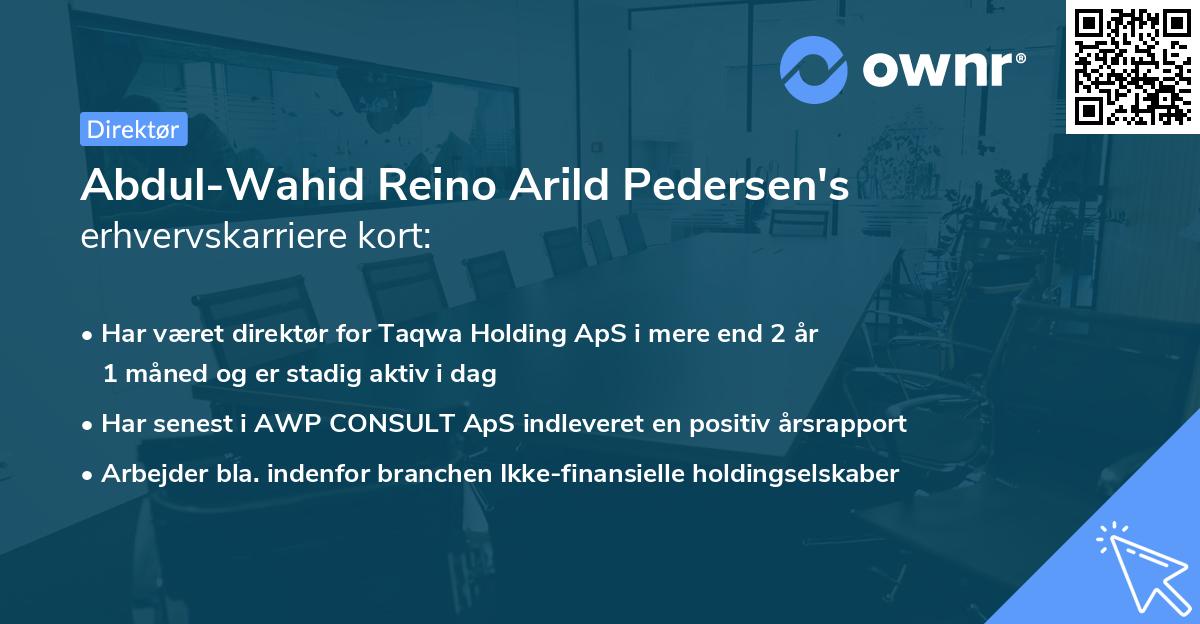 Abdul-Wahid Reino Arild Pedersen's erhvervskarriere kort