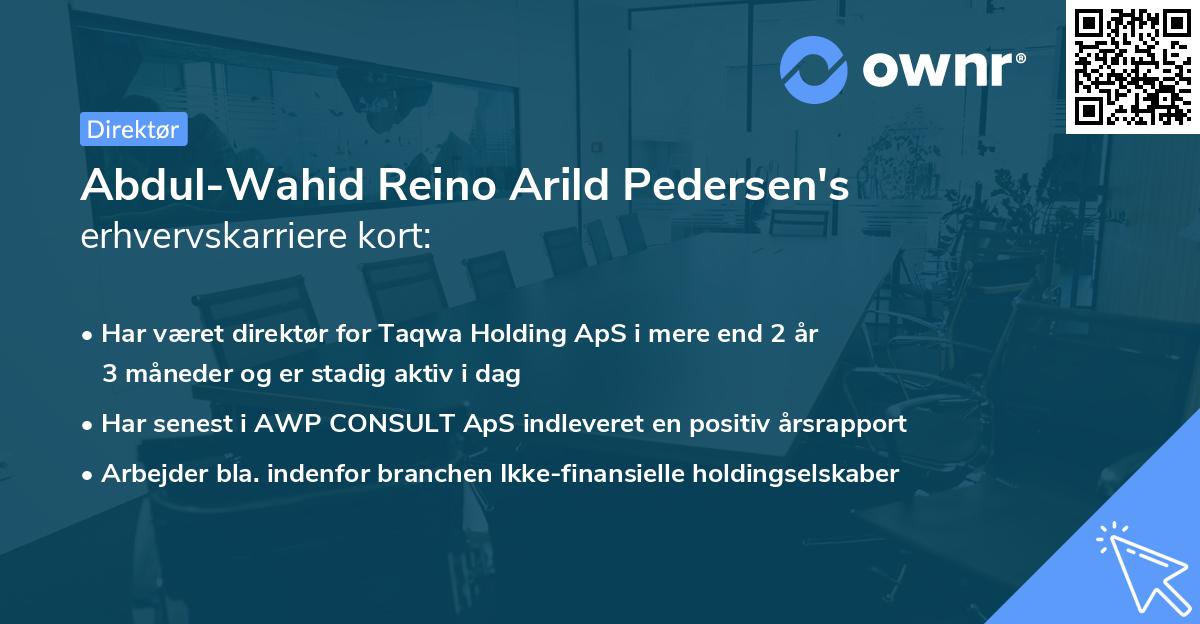 Abdul-Wahid Reino Arild Pedersen's erhvervskarriere kort
