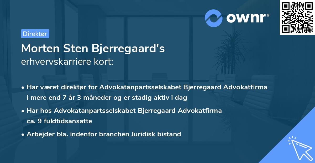 Morten Sten Bjerregaard's erhvervskarriere kort