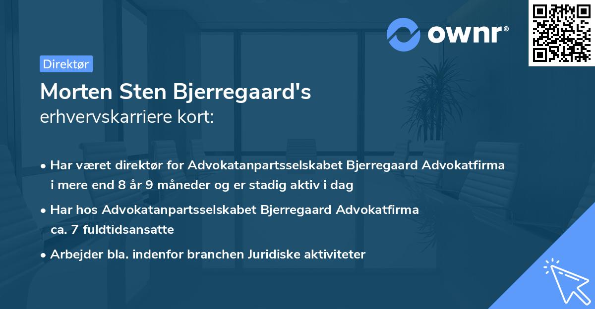 Morten Sten Bjerregaard's erhvervskarriere kort