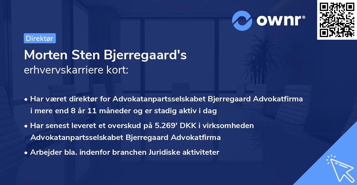 Morten Sten Bjerregaard's erhvervskarriere kort