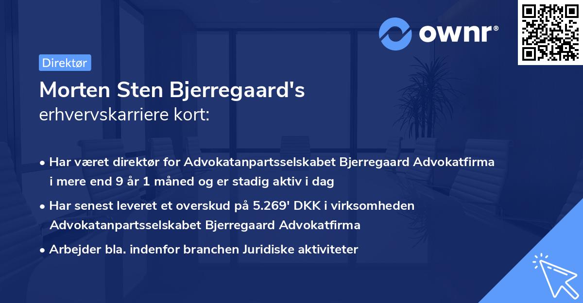 Morten Sten Bjerregaard's erhvervskarriere kort
