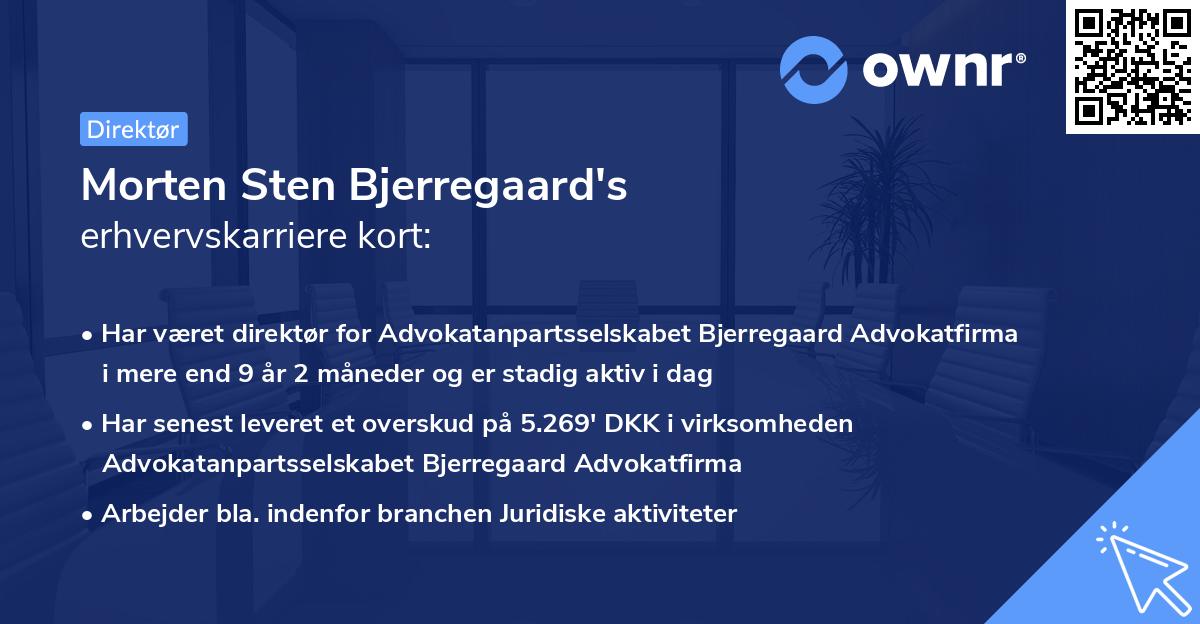 Morten Sten Bjerregaard's erhvervskarriere kort