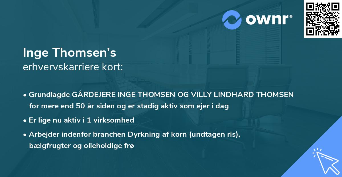 Inge Thomsen's erhvervskarriere kort