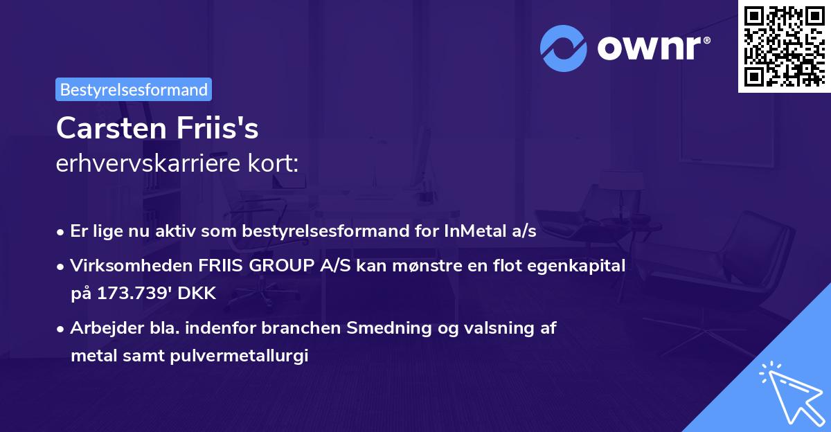 Carsten Friis's erhvervskarriere kort