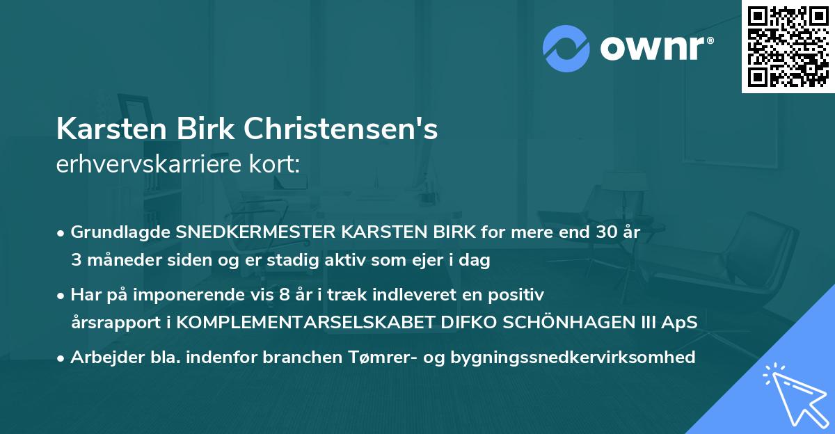 Karsten Birk Christensen's erhvervskarriere kort