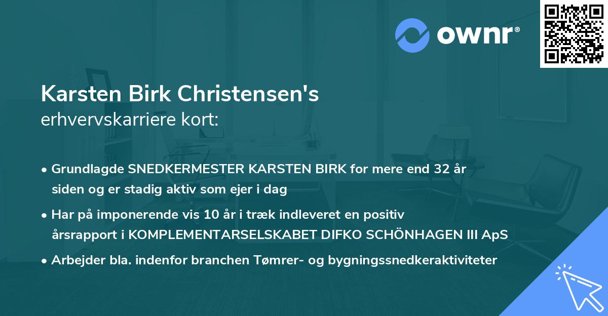 Karsten Birk Christensen's erhvervskarriere kort