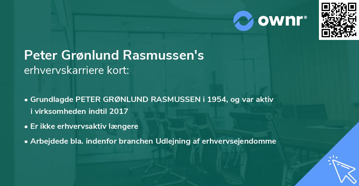 Peter Grønlund Rasmussen's erhvervskarriere kort