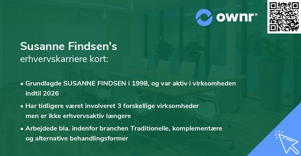 Susanne Findsen's erhvervskarriere kort