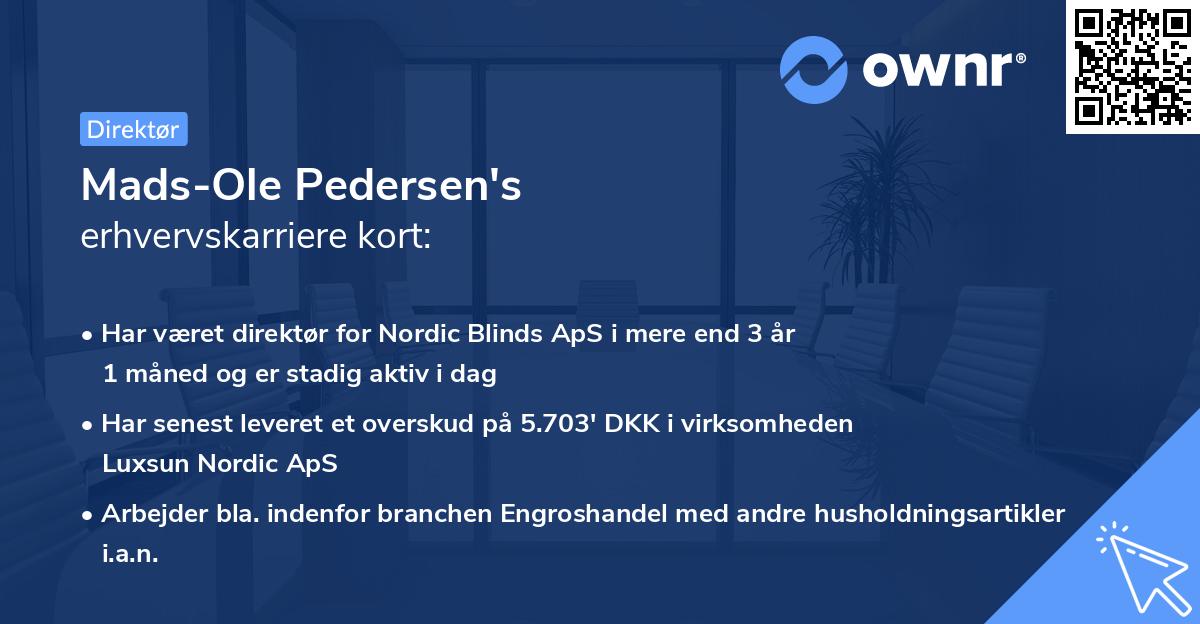 Mads-Ole Pedersen's erhvervskarriere kort