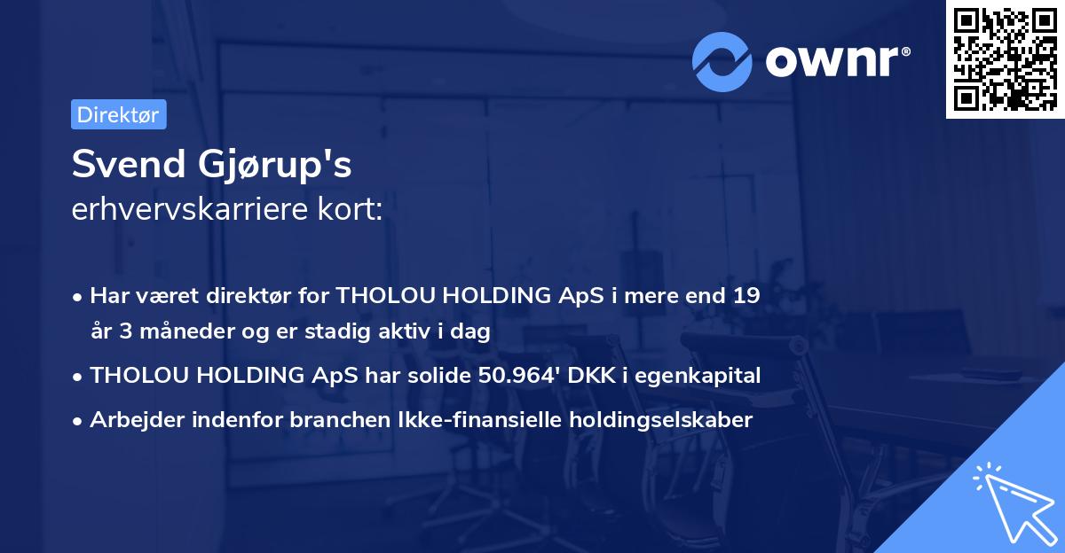 Svend Gjørup's erhvervskarriere kort