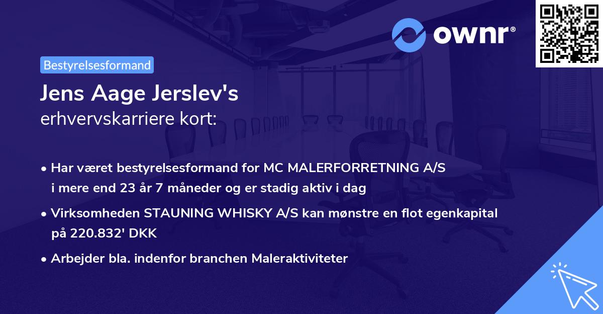 Jens Aage Jerslev's erhvervskarriere kort