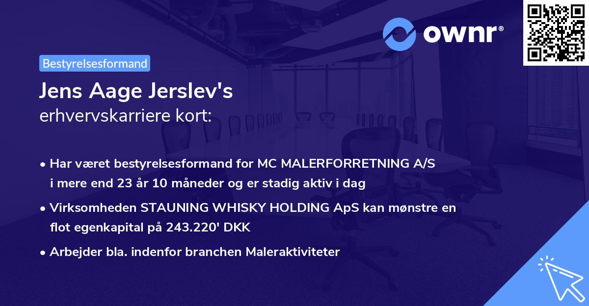 Jens Aage Jerslev's erhvervskarriere kort