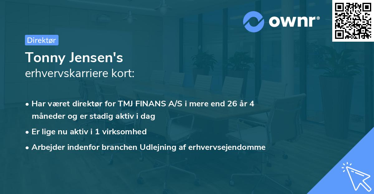 Tonny Jensen's erhvervskarriere kort