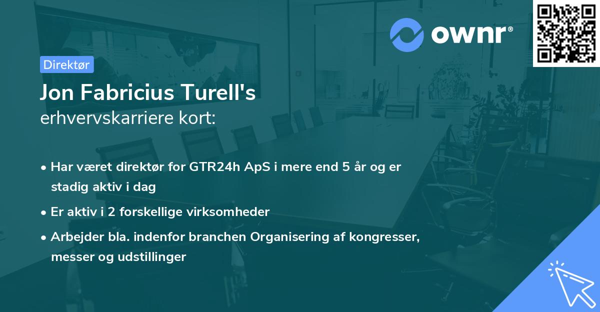 Jon Fabricius Turell's erhvervskarriere kort
