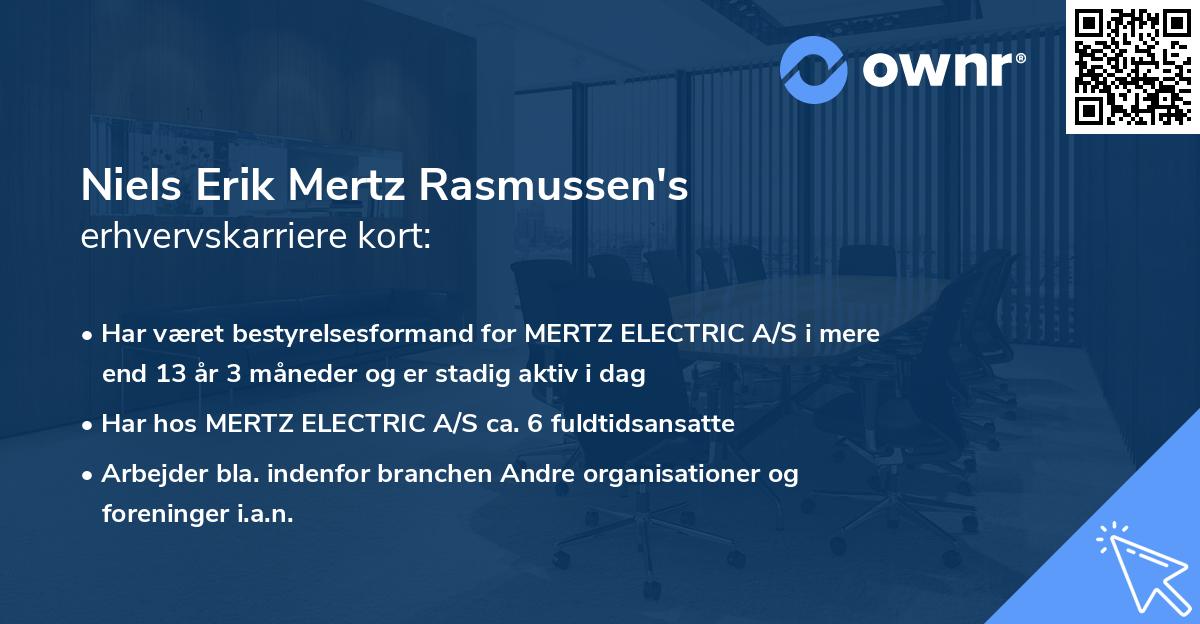 Niels Erik Mertz Rasmussen's erhvervskarriere kort