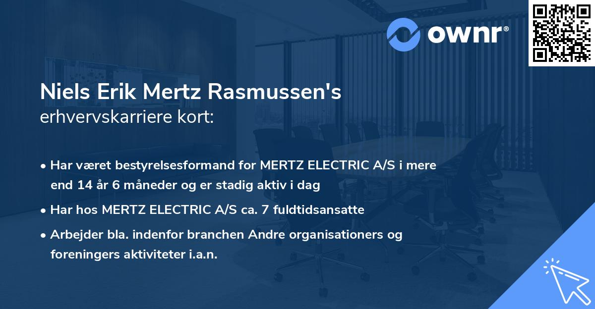 Niels Erik Mertz Rasmussen's erhvervskarriere kort