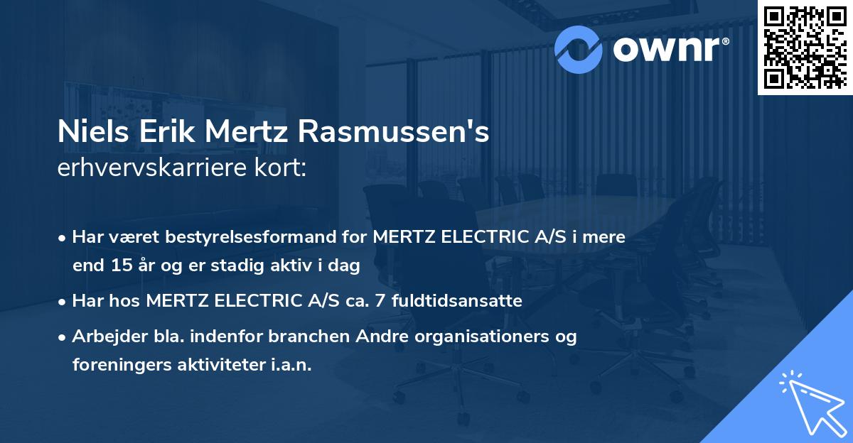 Niels Erik Mertz Rasmussen's erhvervskarriere kort