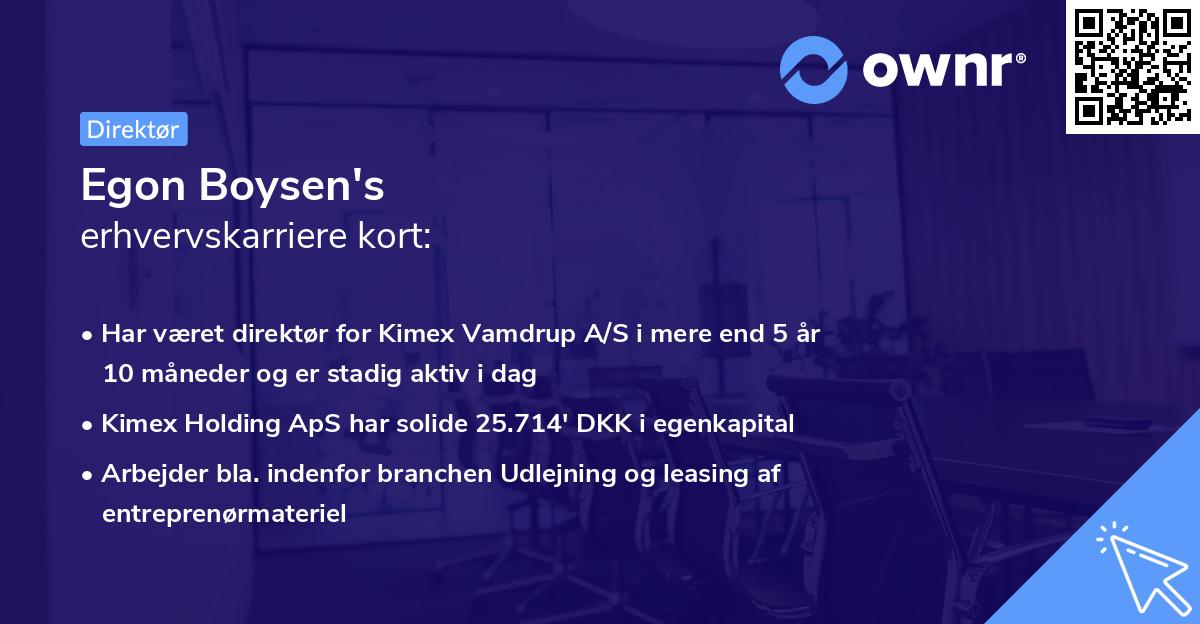 Egon Boysen's erhvervskarriere kort