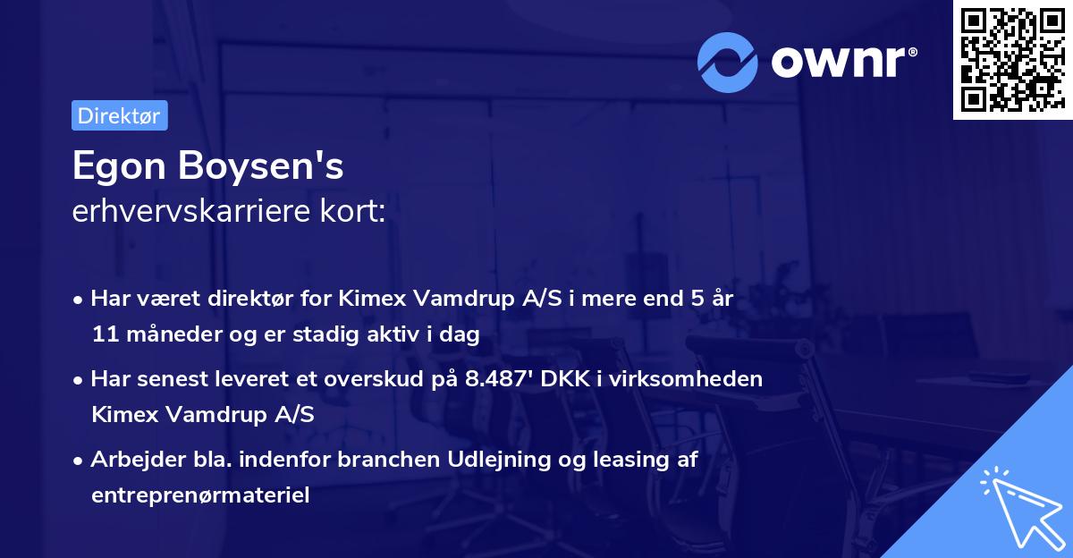 Egon Boysen's erhvervskarriere kort