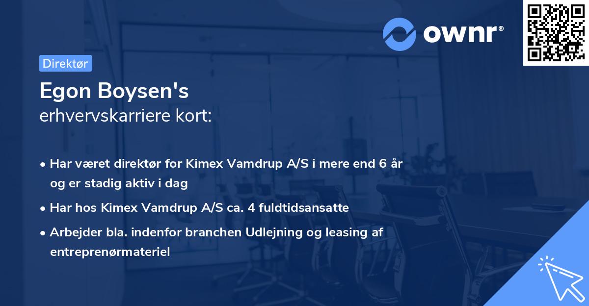 Egon Boysen's erhvervskarriere kort
