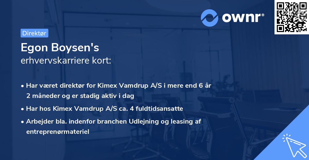Egon Boysen's erhvervskarriere kort