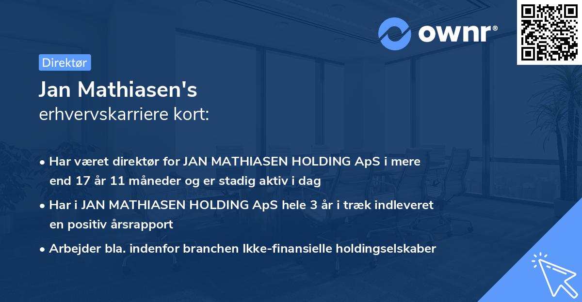 Jan Mathiasen's erhvervskarriere kort