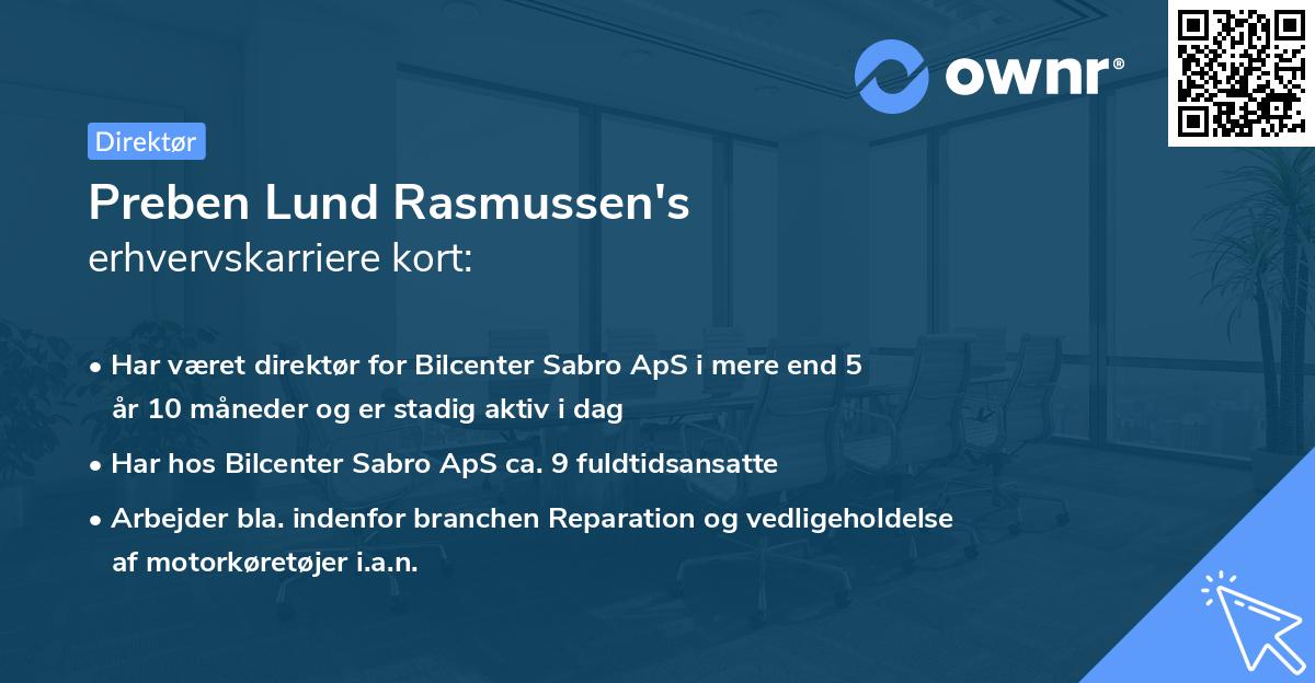 Preben Lund Rasmussen's erhvervskarriere kort