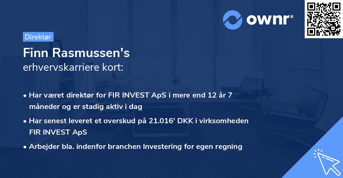 Finn Rasmussen's erhvervskarriere kort