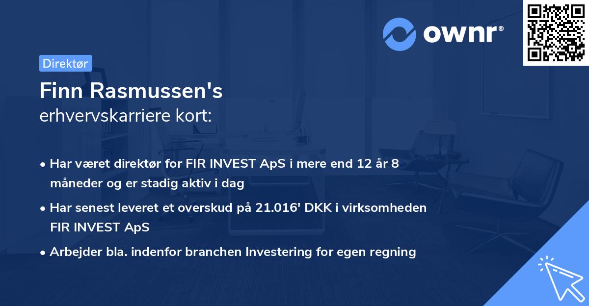 Finn Rasmussen's erhvervskarriere kort