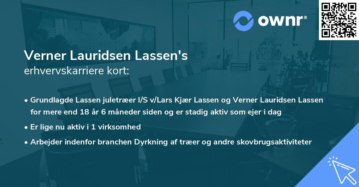 Verner Lauridsen Lassen's erhvervskarriere kort