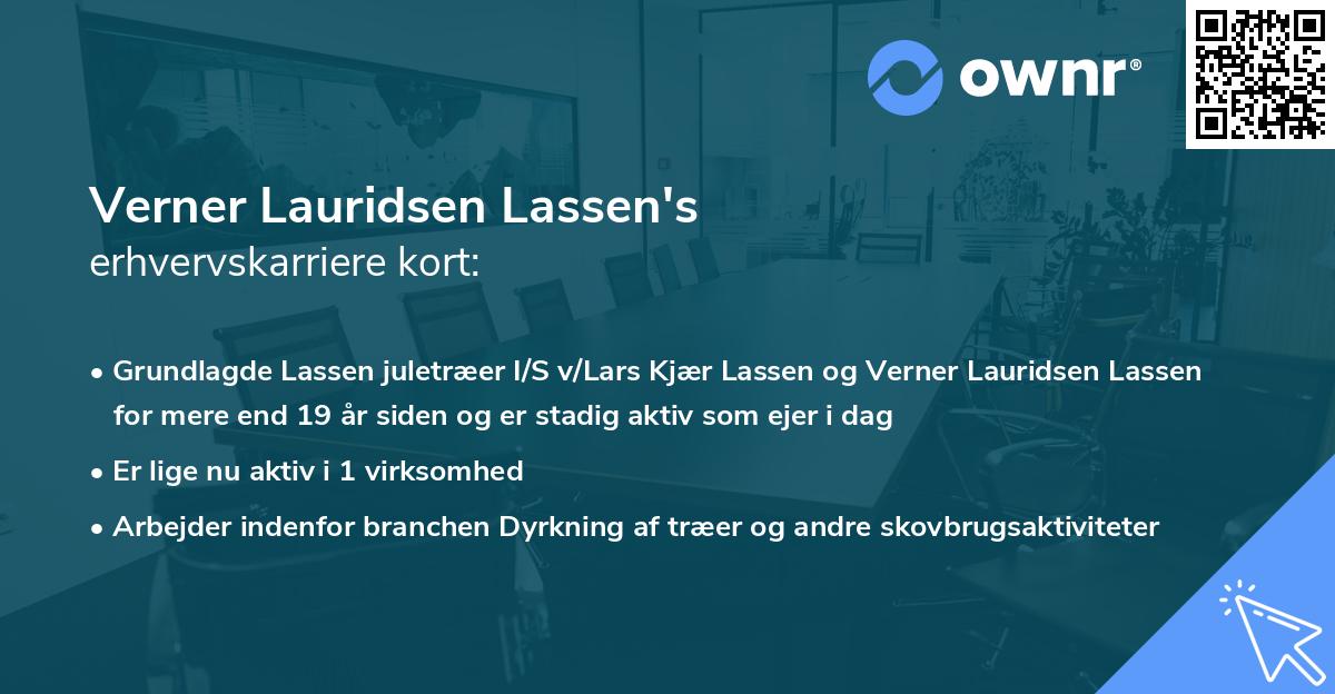 Verner Lauridsen Lassen's erhvervskarriere kort