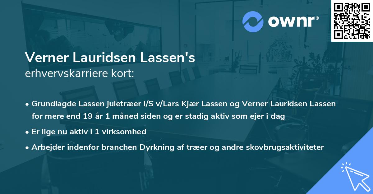 Verner Lauridsen Lassen's erhvervskarriere kort