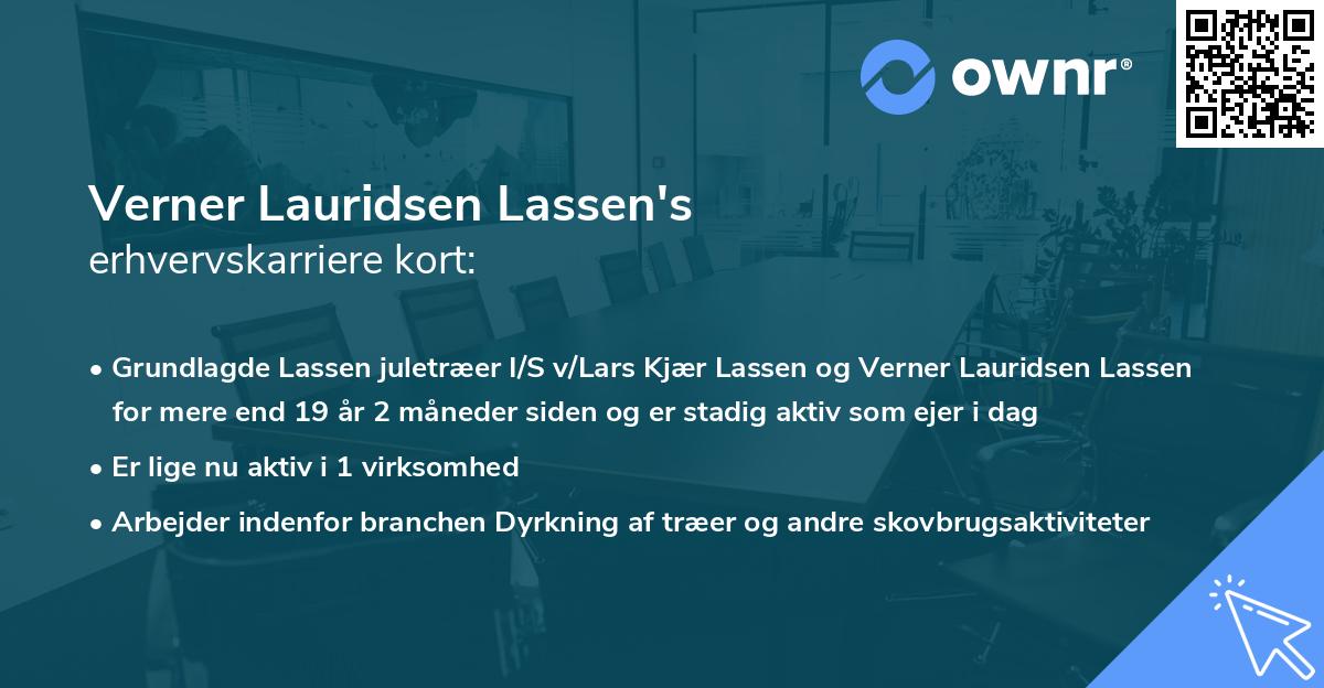 Verner Lauridsen Lassen's erhvervskarriere kort