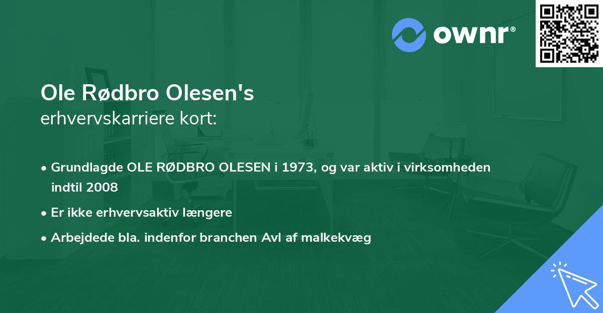 Ole Rødbro Olesen's erhvervskarriere kort