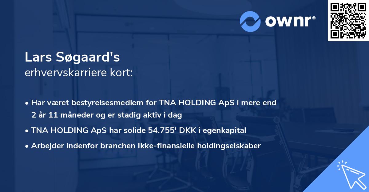 Lars Søgaard's erhvervskarriere kort